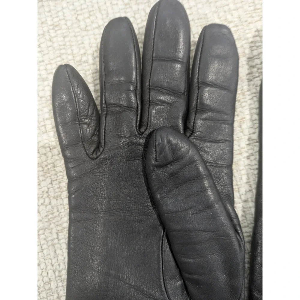 Talbots Womens Dark Brown Italian Leather Cashmere Lined‎ Gloves Size 6.5 Italy